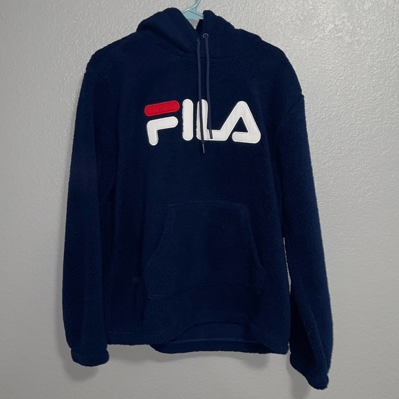 FILA navy Sherpa hoodie - Picture 1 of 7